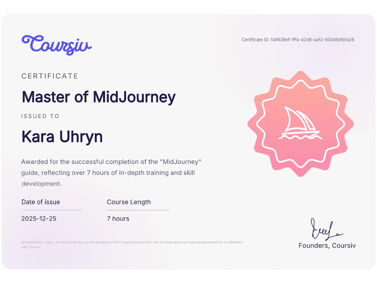 Master of MidJourney certificate